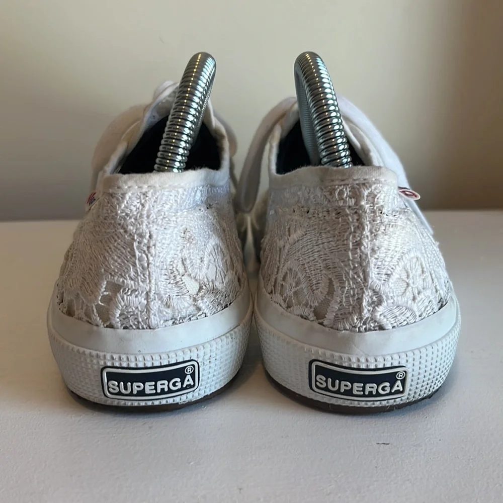 Superga 2750 White Macrame Lace Up Sneakers Size 9 - Picture 5 of 9